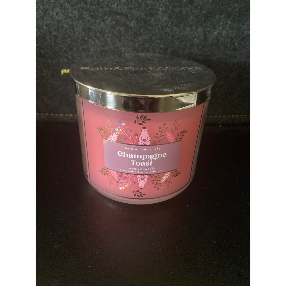 Bath & Body Works Champagne Toast 3-Wick Scented Candle 14.5oz Pink Soy Blend‎